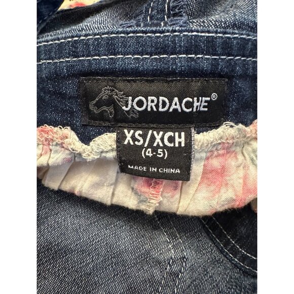Jordache Acid Wash Denim Floral Jumper Lace Pink Flowers Vintage Size 4 5 XS - Picture 11 of 11